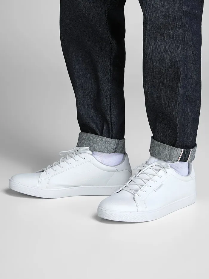 Trainers JACK and JONES Mens FAUX LEATHER SNEAKERS White Bright White Casaul