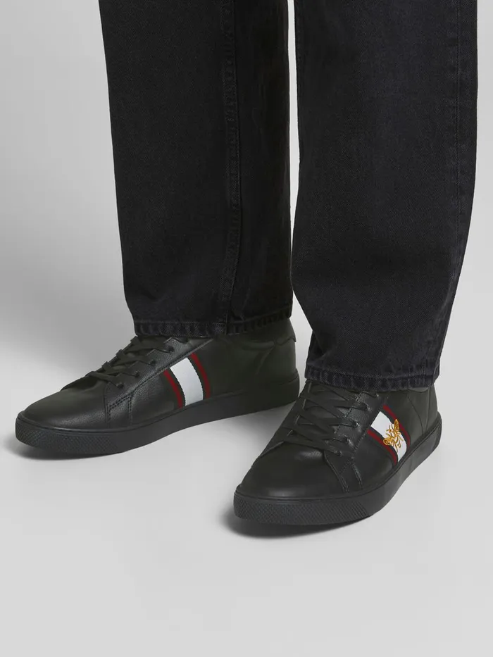 Trainers JACK and JONES Mens LOGO FAUX LEATHER SNEAKERS Black Anthracite Near Me Trainers JACK and JONES Mens LOGO FAUX LEATHER SNEAKERS Black Anthracite Near Me