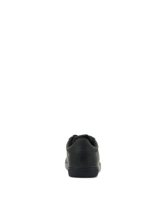 Trainers JACK and JONES Mens LOGO FAUX LEATHER SNEAKERS Black Anthracite Near Me