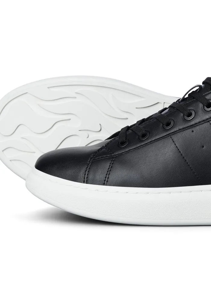 Trainers JACK and JONES Mens PU LEATHER SNEAKERS Black Anthracite Gift 4 You