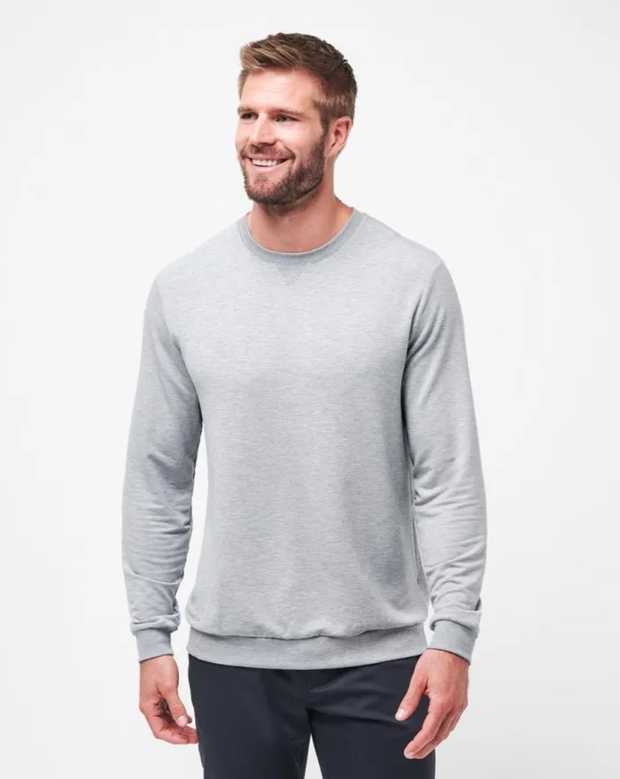 TravisMathew AMENITIES CREW Heather Light Grey Men Hoodies and Sweatshirts