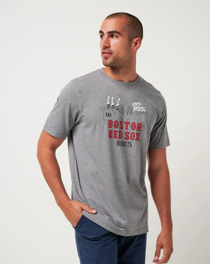 TravisMathew BOSTON RED SOX STRIKE ONE TEE Heather Grey Men Tees TravisMathew BOSTON RED SOX STRIKE ONE TEE Heather Grey Men Tees