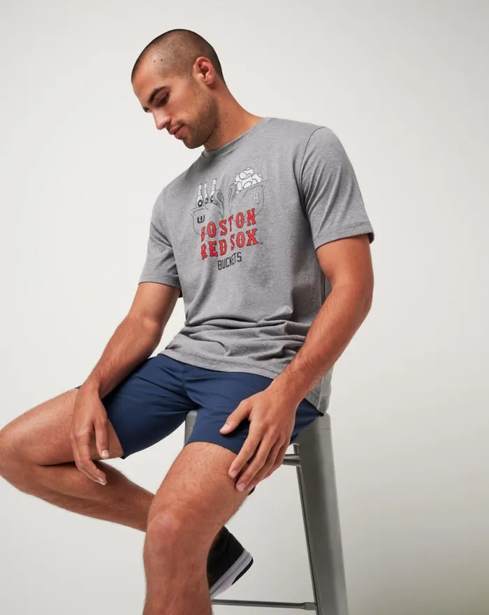 TravisMathew BOSTON RED SOX STRIKE ONE TEE Heather Grey Men Tees TravisMathew BOSTON RED SOX STRIKE ONE TEE Heather Grey Men Tees