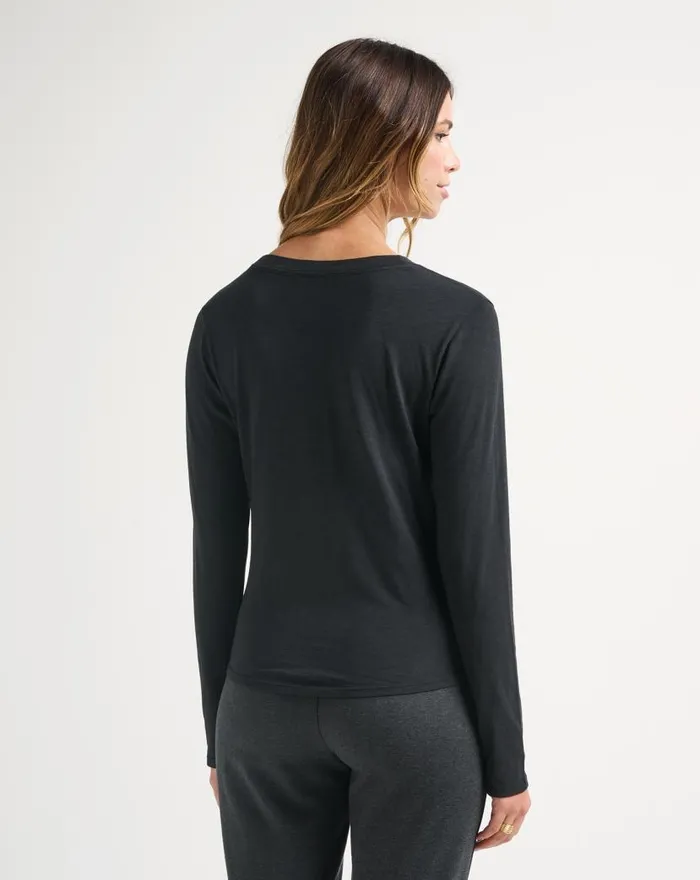 TravisMathew CLOUD JERSEY HENLEY Black Women Shirts and Tops TravisMathew CLOUD JERSEY HENLEY Black Women Shirts and Tops