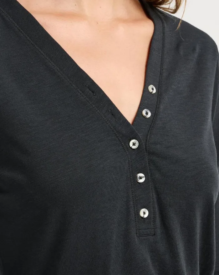 TravisMathew CLOUD JERSEY HENLEY Black Women Shirts and Tops TravisMathew CLOUD JERSEY HENLEY Black Women Shirts and Tops