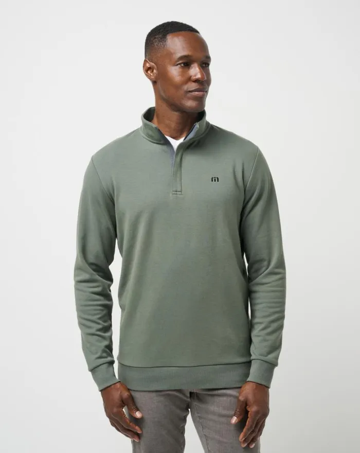 TravisMathew CLOUD QUARTER ZIP 20 Dark Olive Men Quarter Zips
