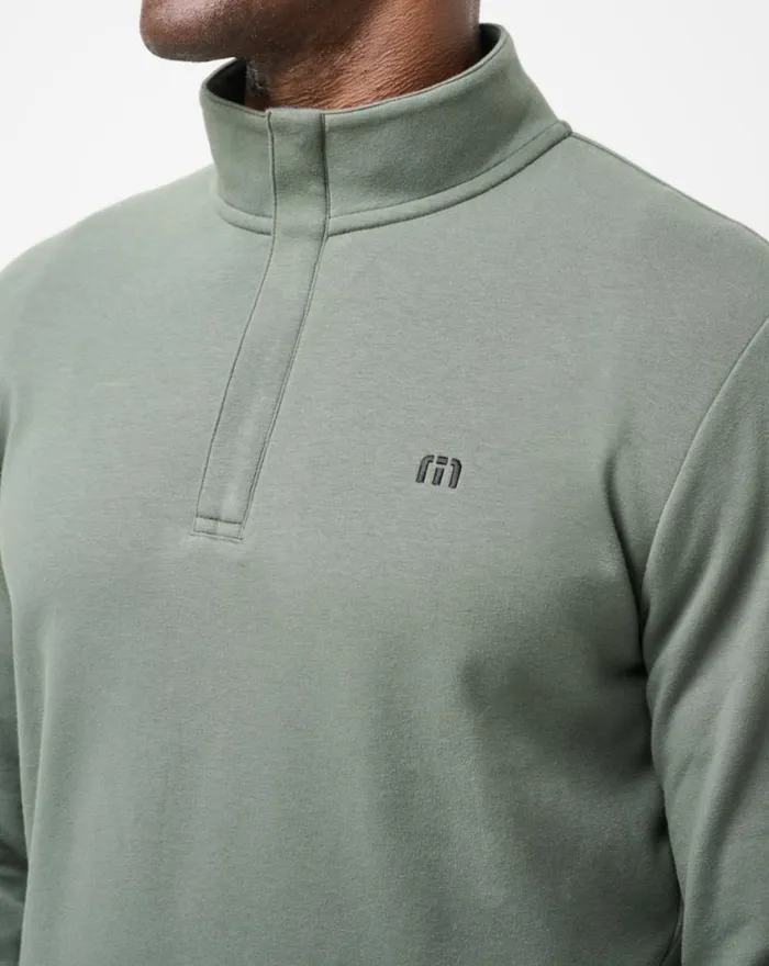 TravisMathew CLOUD QUARTER ZIP 20 Dark Olive Men Quarter Zips TravisMathew CLOUD QUARTER ZIP 20 Dark Olive Men Quarter Zips