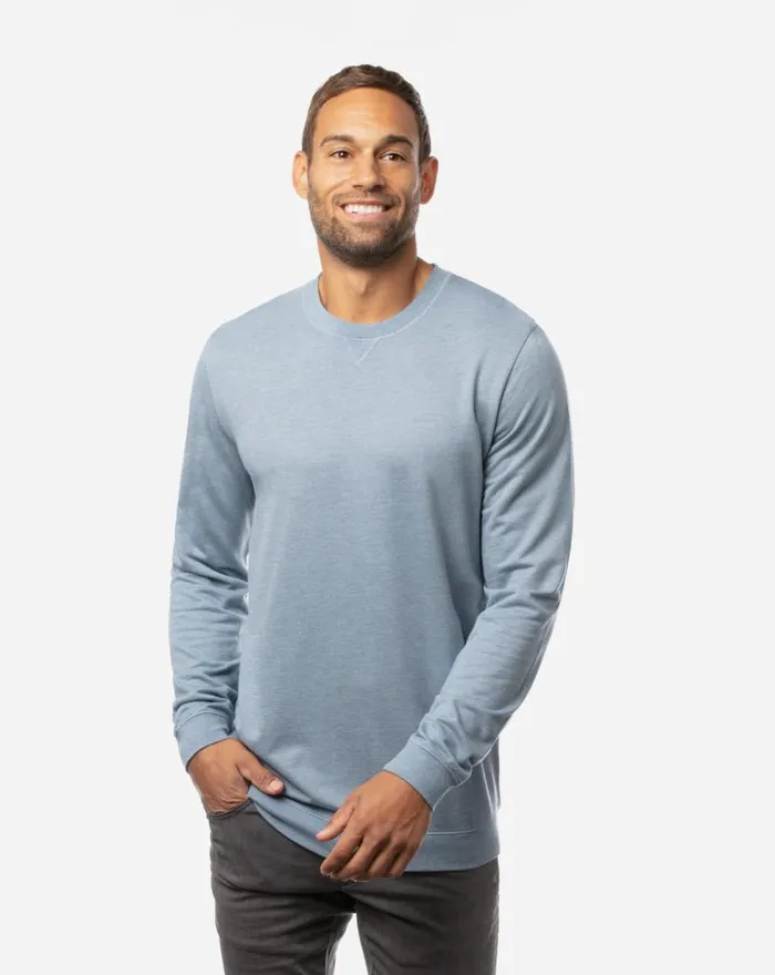 TravisMathew FINK 20 CREWNECK Heather Copen Blue Men Hoodies and Sweatshirts