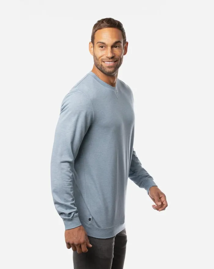 TravisMathew FINK 20 CREWNECK Heather Copen Blue Men Hoodies and Sweatshirts