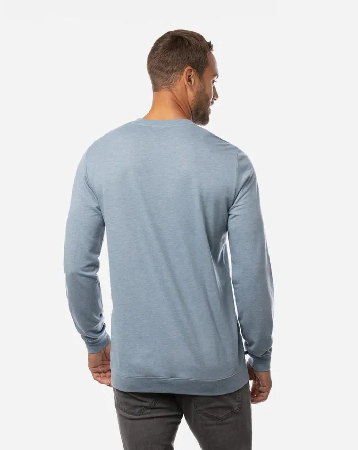 TravisMathew FINK 20 CREWNECK Heather Copen Blue Men Hoodies and Sweatshirts