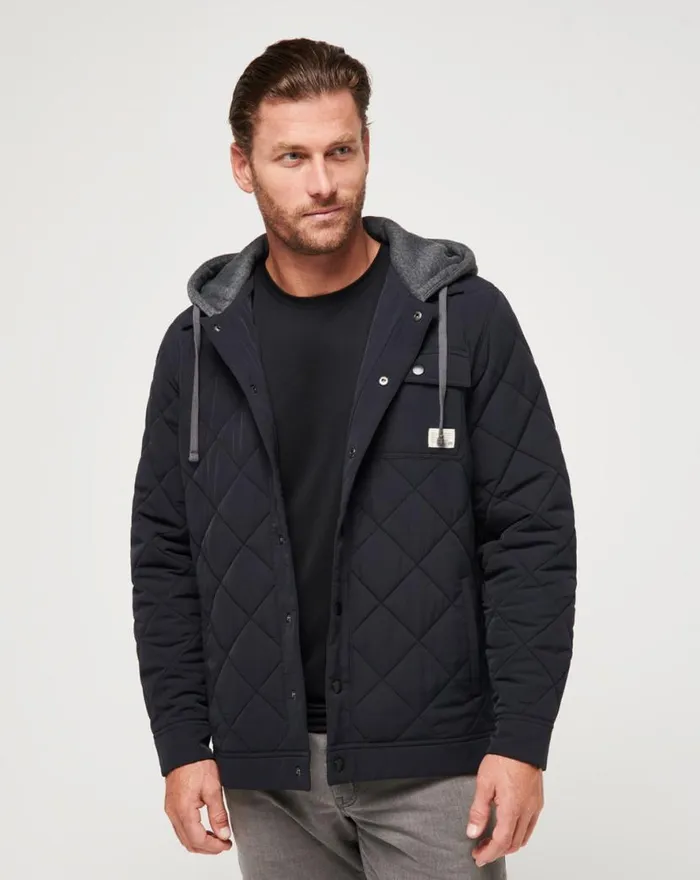 TravisMathew GREY WAVE FULL ZIP HOODIE Black Men Jackets TravisMathew GREY WAVE FULL ZIP HOODIE Black Men Jackets