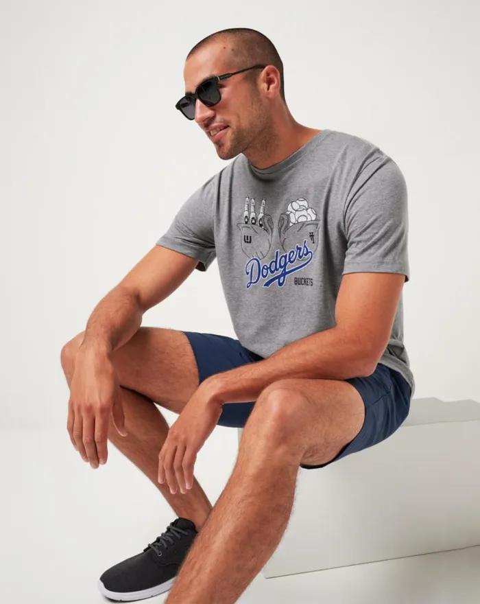 TravisMathew LOS ANGELES DODGERS STRIKE ONE TEE Heather Grey Men Tees TravisMathew LOS ANGELES DODGERS STRIKE ONE TEE Heather Grey Men Tees