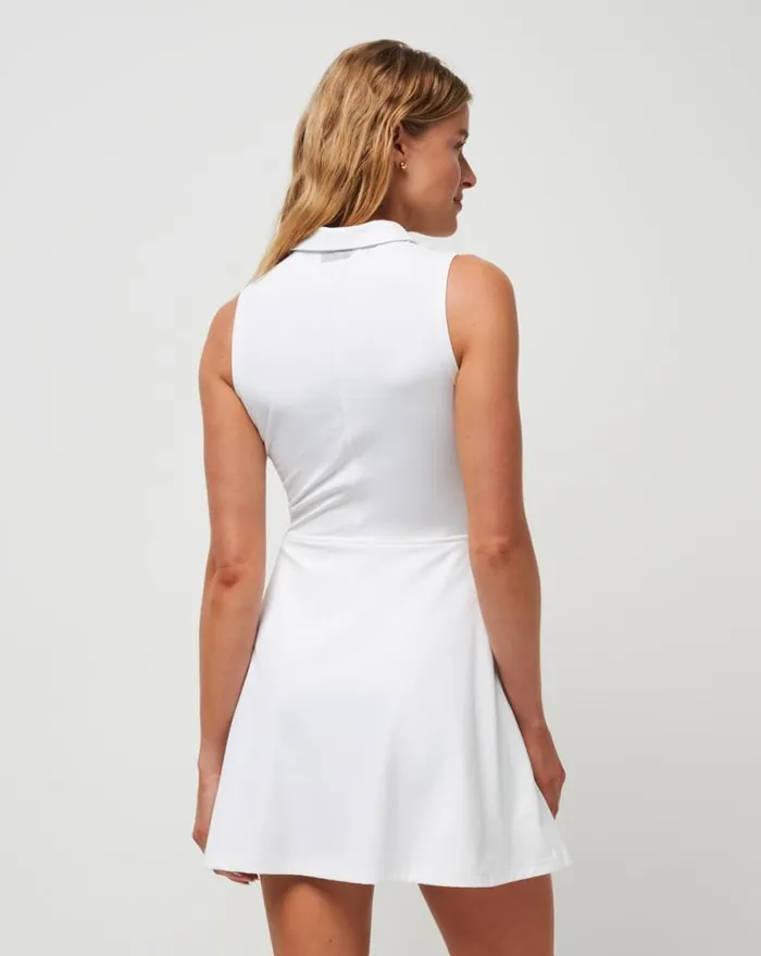 TravisMathew MOVEKNIT SLEEVELESS POLO DRESS White Women Dresses