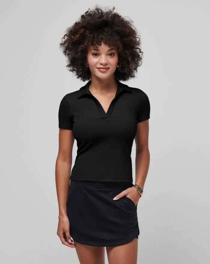 TravisMathew MOVEKNIT VNECK POLO Black Women Polos