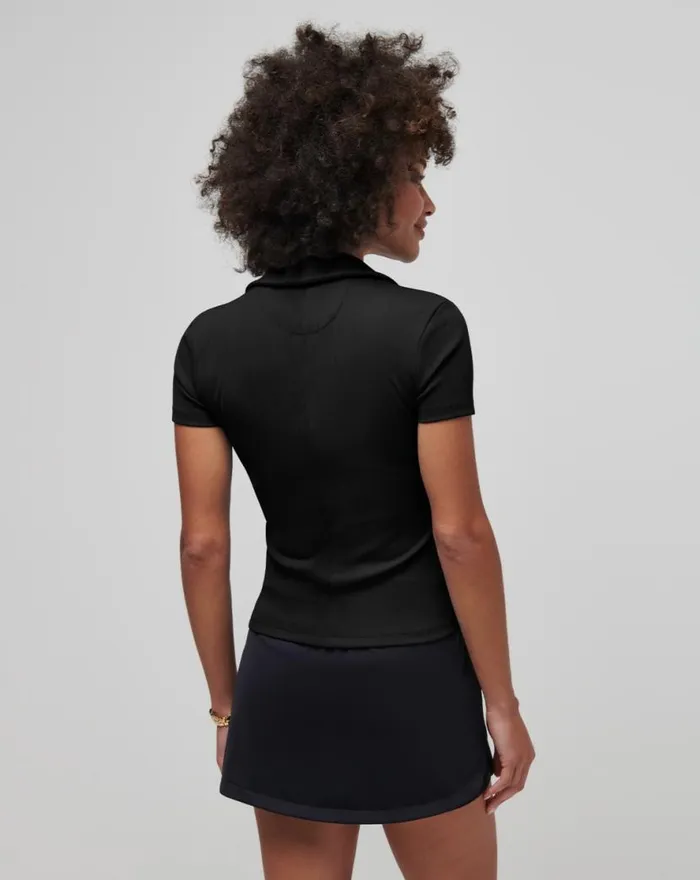 TravisMathew MOVEKNIT VNECK POLO Black Women Polos