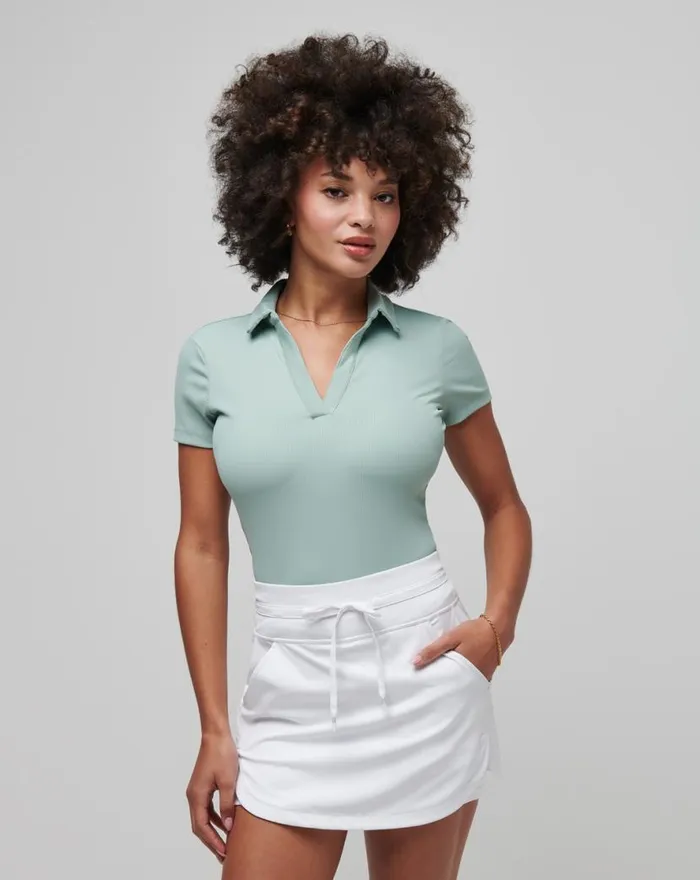 TravisMathew MOVEKNIT VNECK POLO Jade Women Polos