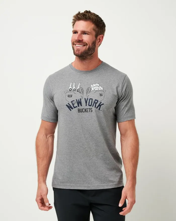TravisMathew NEW YORK YANKEES STRIKE ONE TEE Heather Grey Men Tees