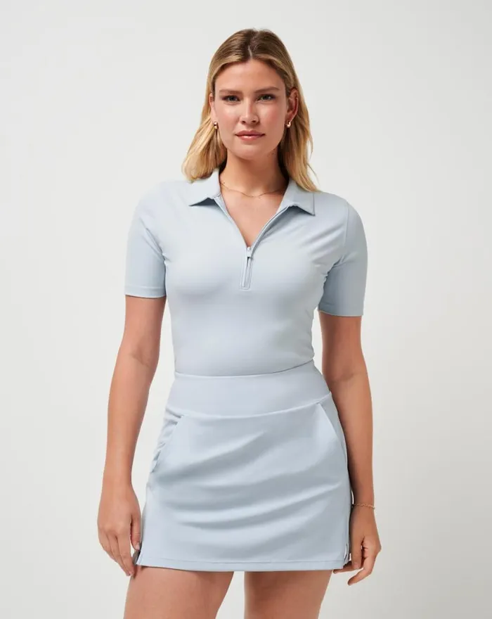 TravisMathew PRIVATE LESSON POLO Heather Baby Blue Women Polos TravisMathew PRIVATE LESSON POLO Heather Baby Blue Women Polos