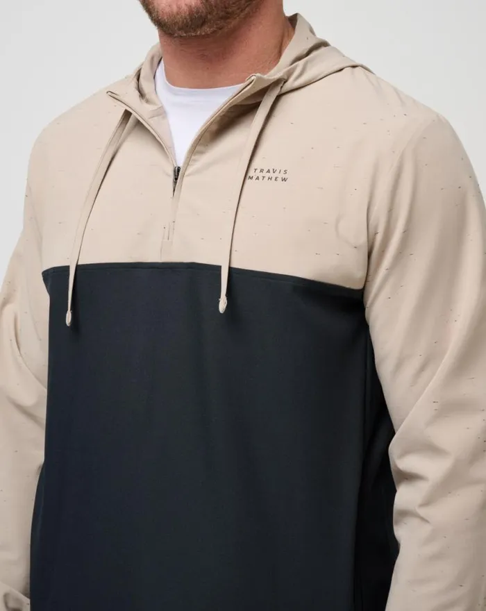 TravisMathew ROCKY SHORE QUARTER ZIP HOODIE Oxford Tan Men Quarter Zips