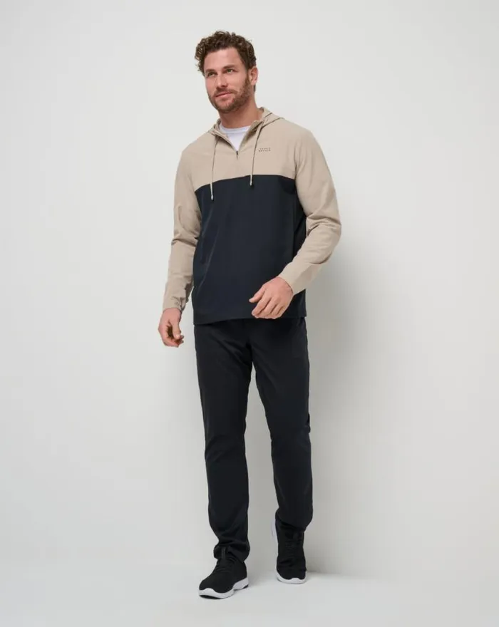 TravisMathew ROCKY SHORE QUARTER ZIP HOODIE Oxford Tan Men Quarter Zips