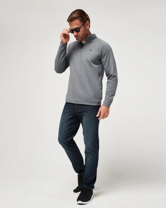 TravisMathew UPGRADED QUARTER ZIP Dark Grey Men Quarter Zips TravisMathew UPGRADED QUARTER ZIP Dark Grey Men Quarter Zips