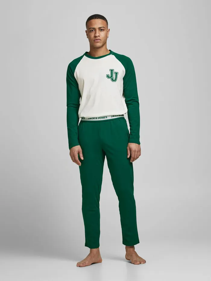 Trousers JACK and JONES Mens 2PIECE LOUNGEWEAR Green Evergreen