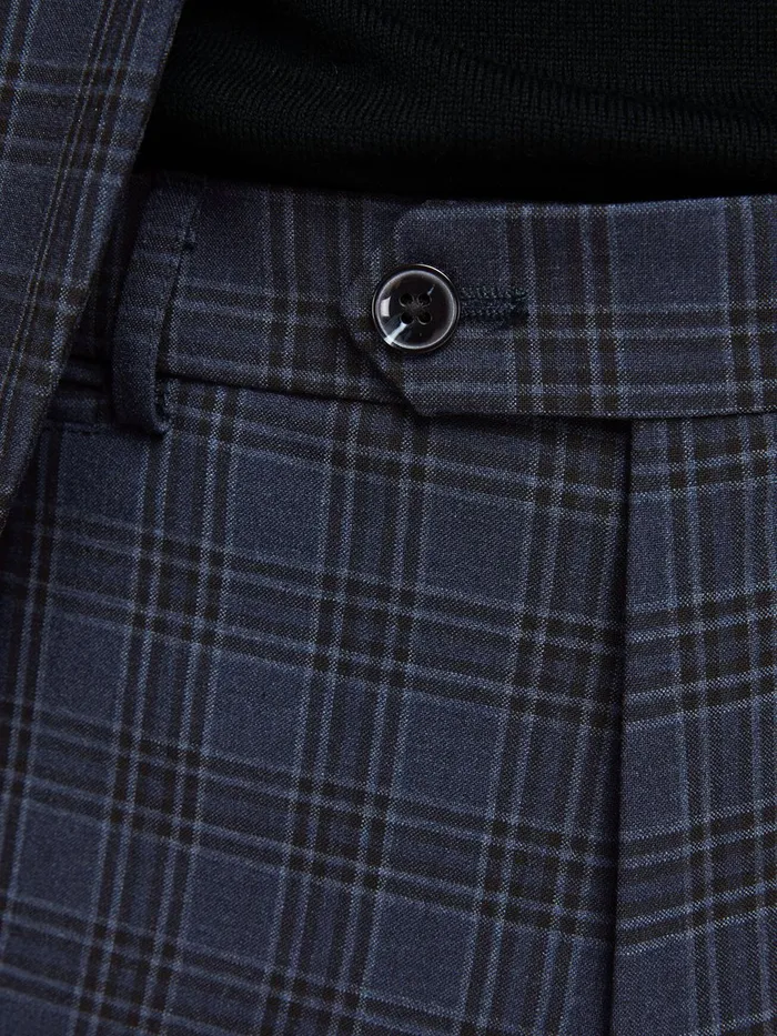 Trousers JACK and JONES Mens CHECKED TAILORED TROUSERS Blue Dark Navy