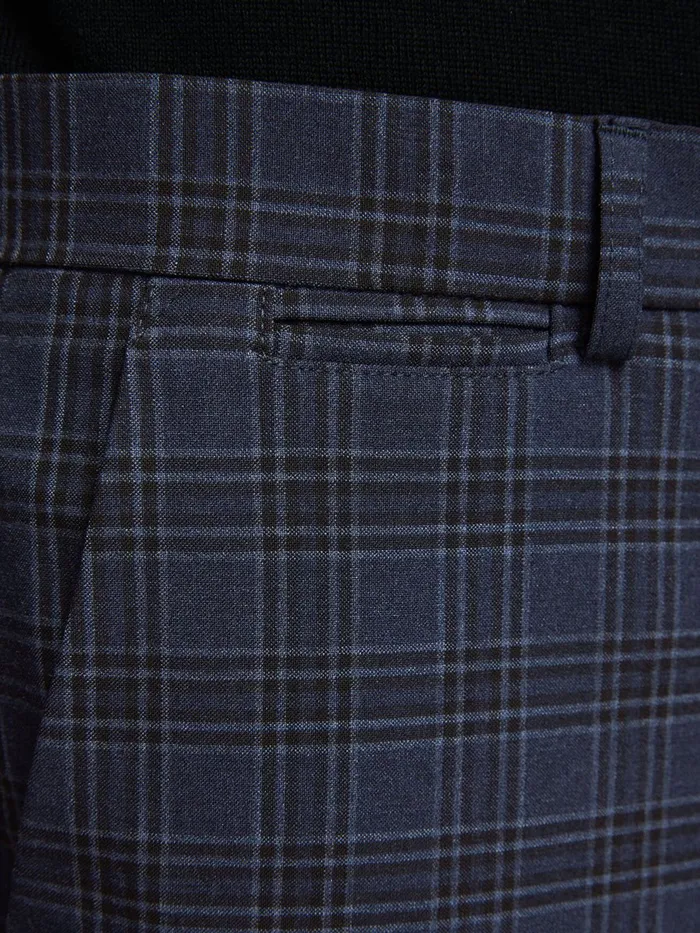 Trousers JACK and JONES Mens CHECKED TAILORED TROUSERS Blue Dark Navy
