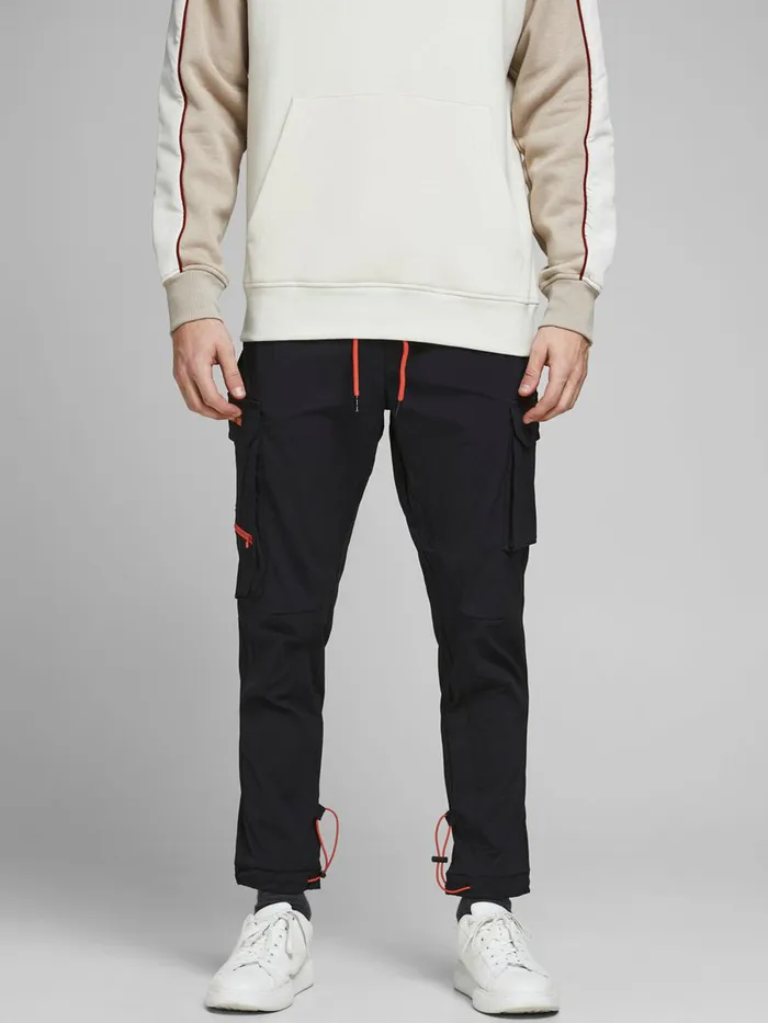 Trousers JACK and JONES Mens GORDON BLAKE CARGO TROUSERS Black Black