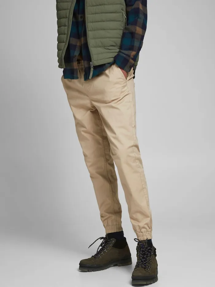 Trousers JACK and JONES Mens GORDON LANE AKM TROUSERS Beige White Pepper