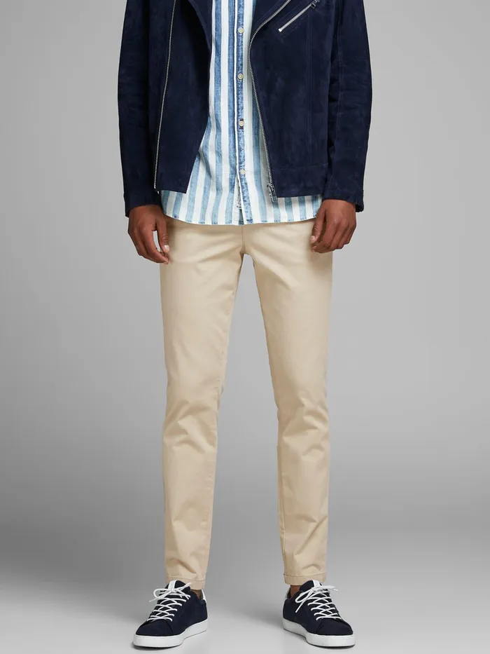 Trousers JACK and JONES Mens MARCO BOWIE CHINOS Beige White Pepper