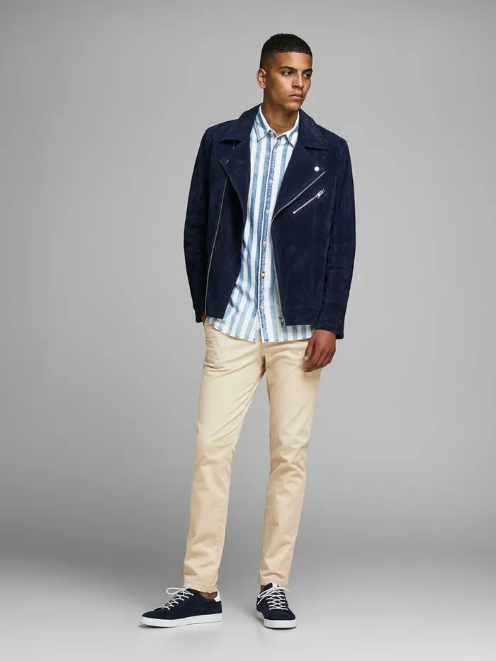 Trousers JACK and JONES Mens MARCO BOWIE CHINOS Beige White Pepper