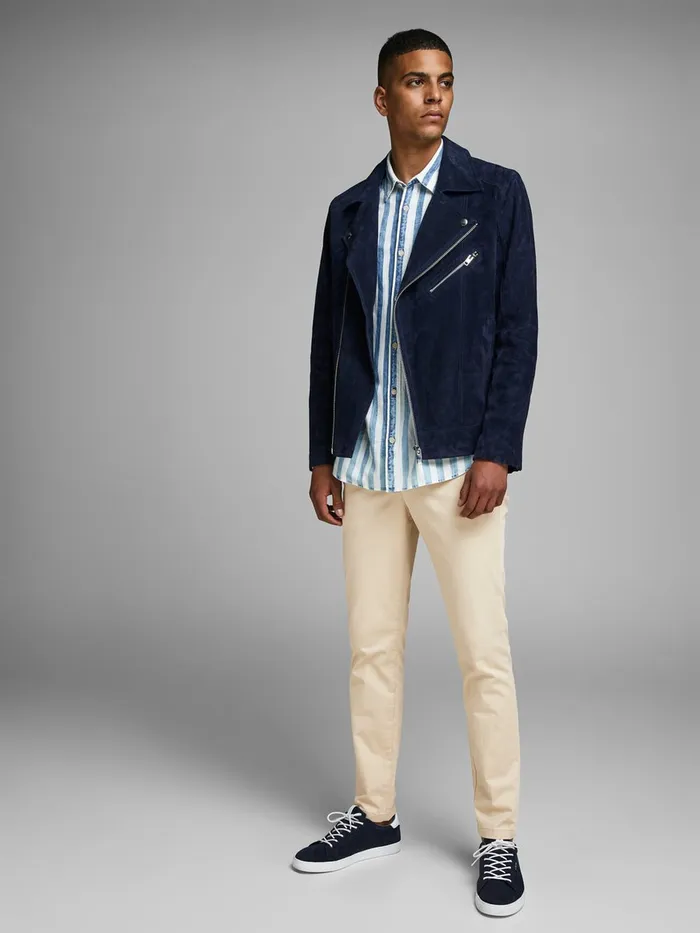 Trousers JACK and JONES Mens MARCO BOWIE CHINOS Beige White Pepper