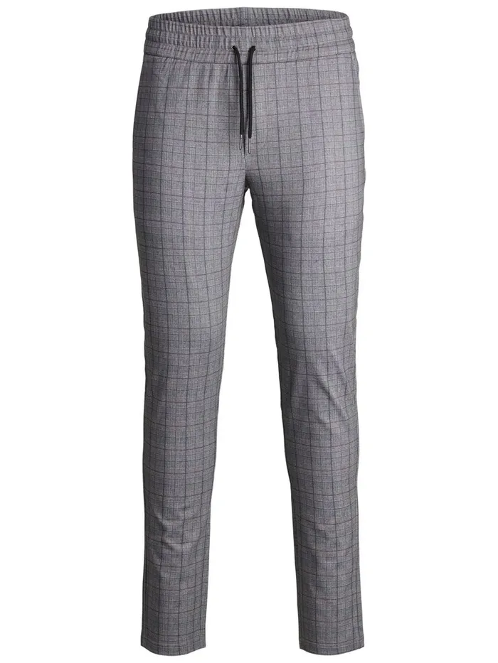 Trousers JACK and JONES Mens WILL PHIL CHECKED CHINOS Grey Asphalt
