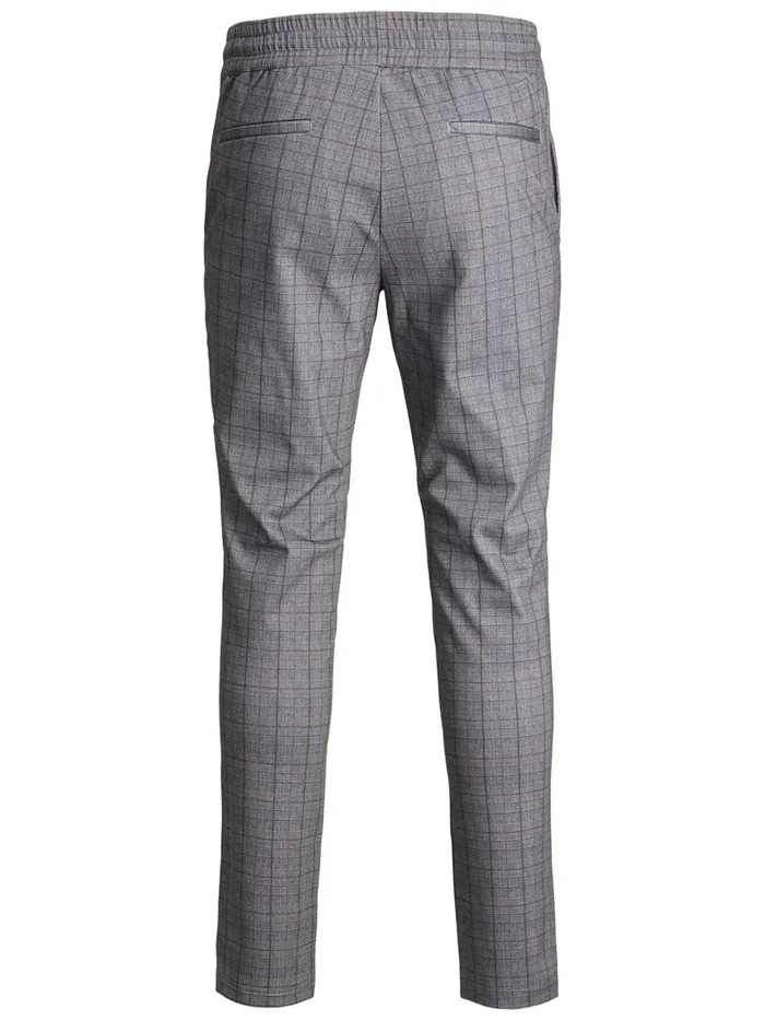 Trousers JACK and JONES Mens WILL PHIL CHECKED CHINOS Grey Asphalt