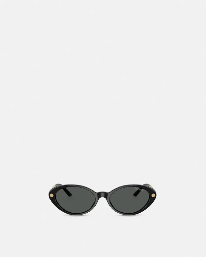 Tubular Greca Oval Sunglasses Blackgold Women Versace Sunglasses