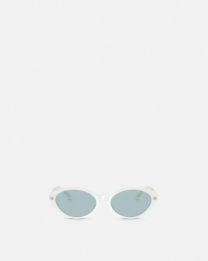 Tubular Greca Oval Sunglasses White Women Versace Sunglasses