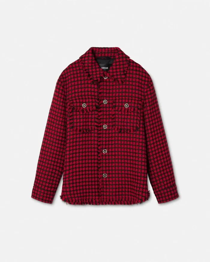 Tweed Overshirt Blackred Men Versace Jackets and Coats
