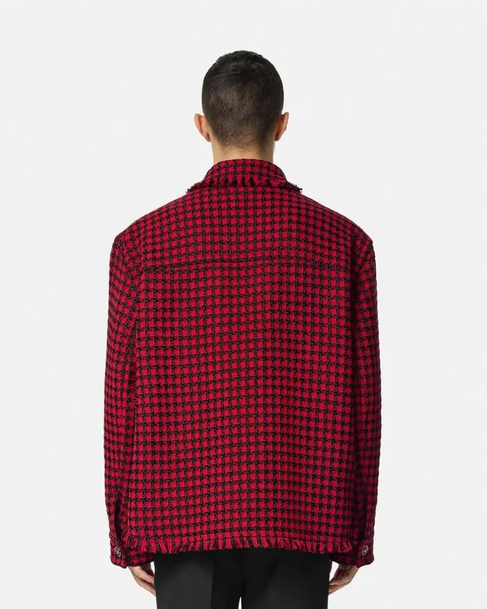 Tweed Overshirt Blackred Men Versace Jackets and Coats