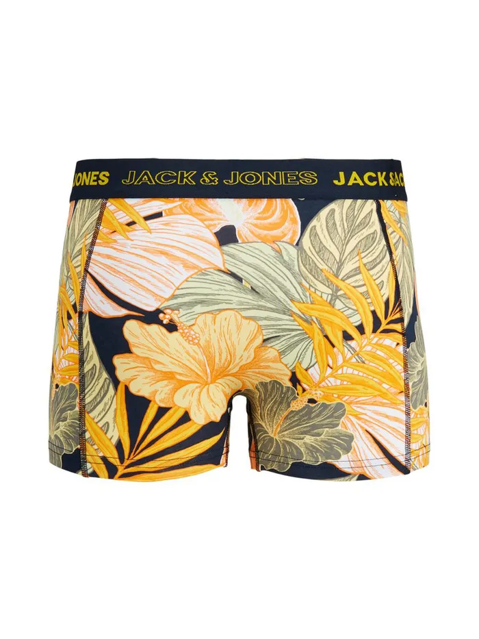 Underwear JACK and JONES Mens 3PACK BOTANICAL PRINT TRUNKS Yellow Maize Casaul