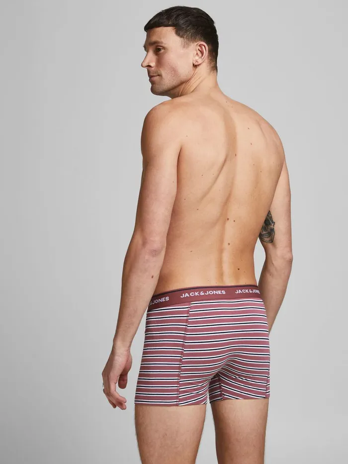 Underwear JACK and JONES Mens 3PACK STRIPED TRUNKS Pink Hawthorn Rose For Sale