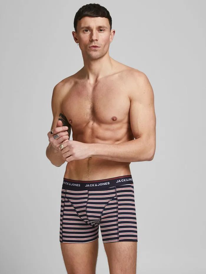 Underwear JACK and JONES Mens 3PACK STRIPED TRUNKS Pink Hawthorn Rose For Sale