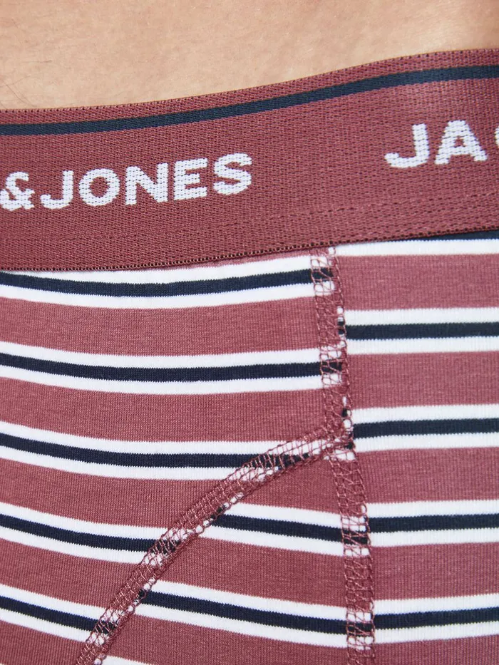 Underwear JACK and JONES Mens 3PACK STRIPED TRUNKS Pink Hawthorn Rose For Sale