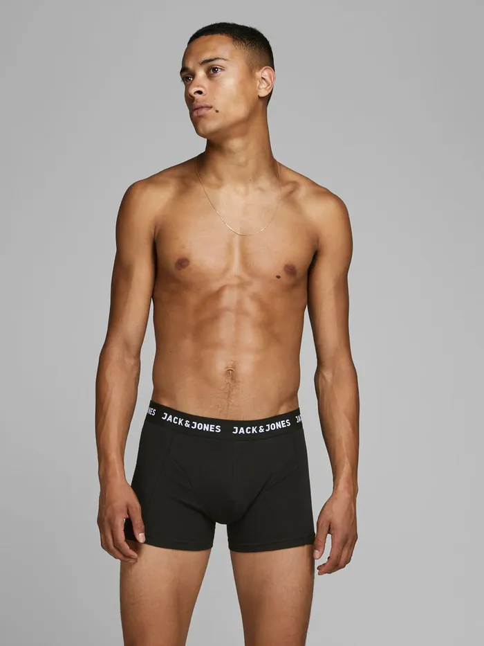 Underwear JACK and JONES Mens 3PACK TRUNKS Black Black For Sale