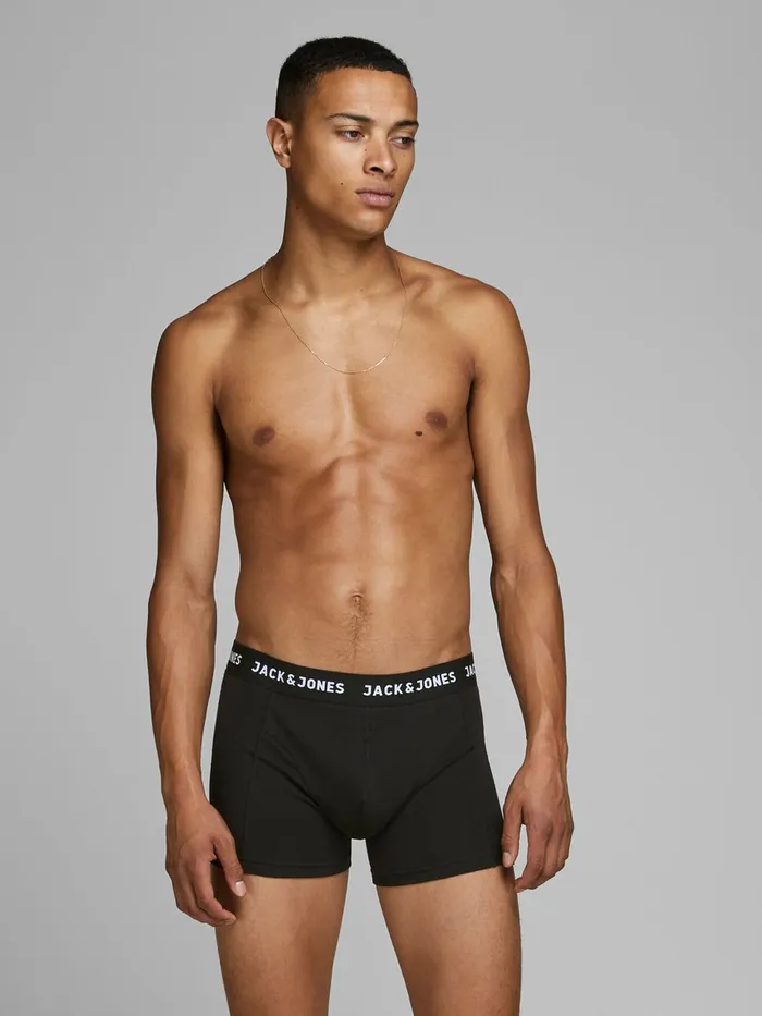 Underwear JACK and JONES Mens 3PACK TRUNKS Black Black For Sale