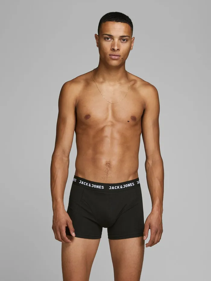 Underwear JACK and JONES Mens 3PACK TRUNKS Black Black For Sale