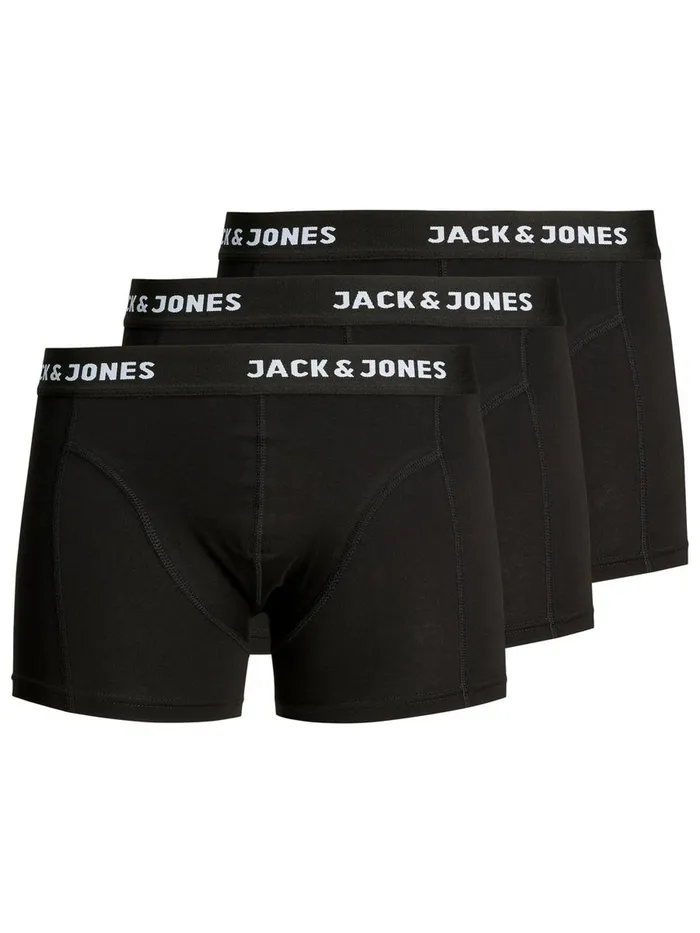 Underwear JACK and JONES Mens 3PACK TRUNKS Black Black For Sale