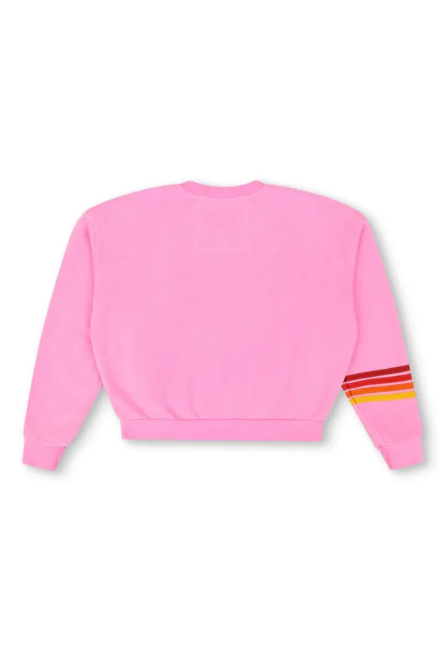 University Of Texas Rugby Stitch Crew Sweatshirt Relaxed 8211 Neon Pink WomenMen Aviator Nation Sweatshirts