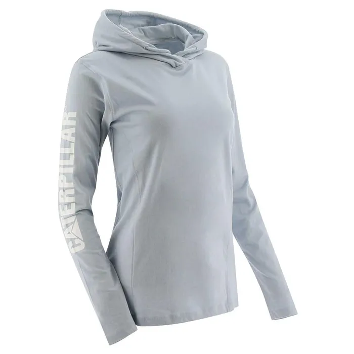 Upf Hooded Banner Long Sleeve Tee Blue Fog Women Cat Footwear Tops and Outerwear