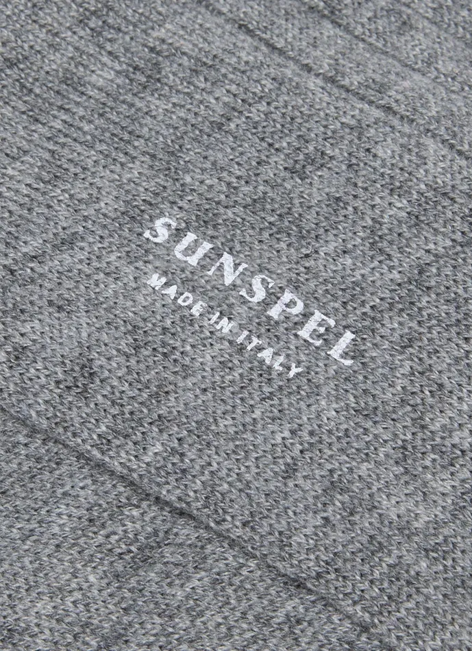 ussunspel Cashmere Ribbed Socks Mid Grey Melange Men Socks ussunspel Cashmere Ribbed Socks Mid Grey Melange Men Socks